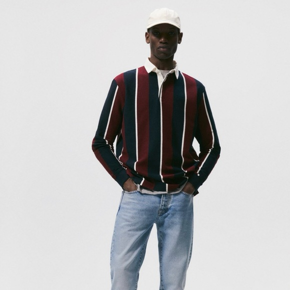 Zara Striped Polo Sweatshirt - Picture 2 of 7